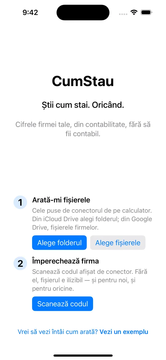 Prima deschidere a aplicației: alegerea folderului sau a fișierelor